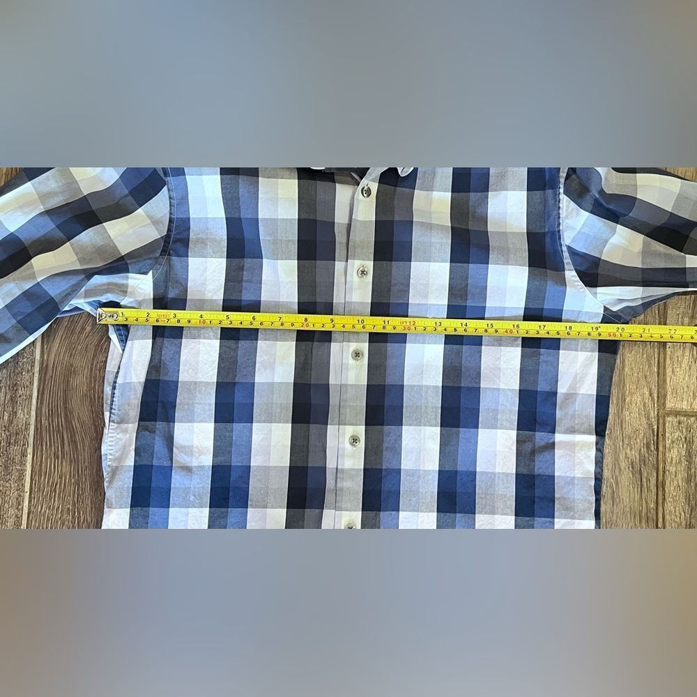 Alfani Slim Fit Button Down Shirt Lot Of 2 Blue & Checkered Men's M 34/35 15.5' - Picture 7 of 13